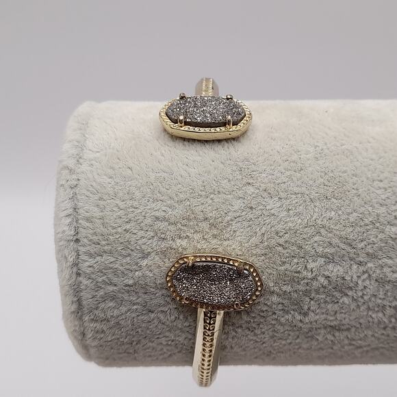 Kendra Scott Elton Cuff Bracelet, Drusy Stones, Gold Tone, 5 3/4 Inches - Picture 7 of 9